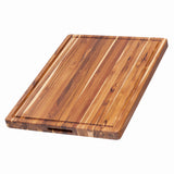 TEAKHAUS Teakholz-Schneidebrett, rechteckig, traditionelles Küchenbrett aus hochwertigem Teakholz, ideal für Schneiden und Servieren