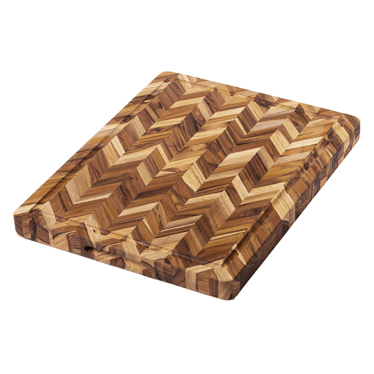Teakholz-Schneidebrett von TEAKHAUS mit Herringbone-Muster, aus edlem Teakholz, ideal für die Küche.