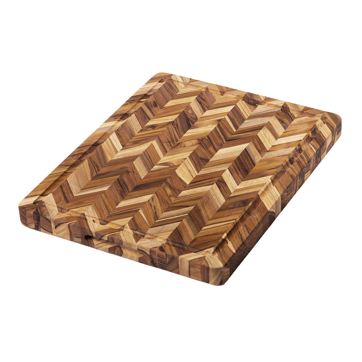 Teakholz-Schneidebrett von TEAKHAUS im Herringbone-Design aus hochwertigem Teakholz, perfekt für die Küche.