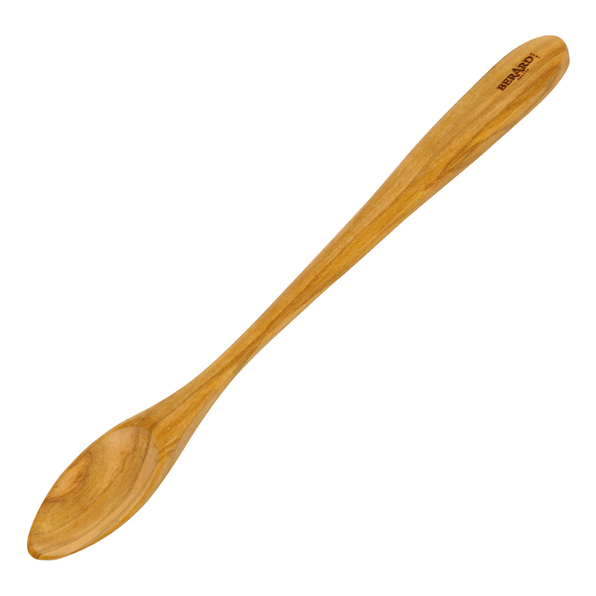 Großer BÉRARD Marmeladenlöffel aus Oliveholz, 25,5 cm, mit eleganter Form und natürlicher Holzmaserung.