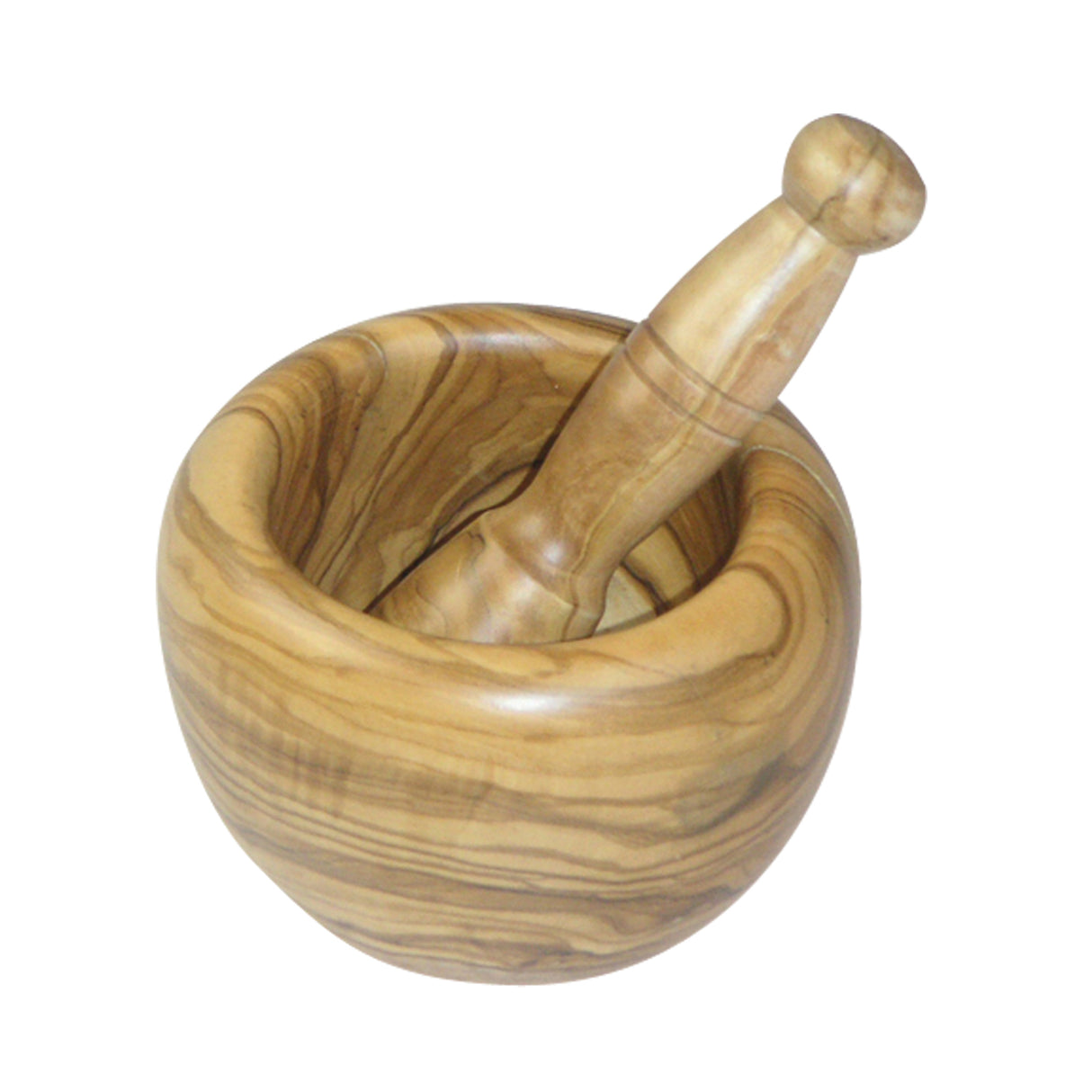 BÉRARD Mörser mit Stößel aus Olive, Durchmesser 14 cm, ideal zum Mahlen und Zubereiten von Gewürzen und Kräutern.