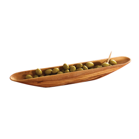 BÉRARD Oliven-Boot aus Olivenholz, 34 cm hoch, mit natürlicher Maserung und Handwerkskunst, perfekt für Dekoration oder Aufbewahrung