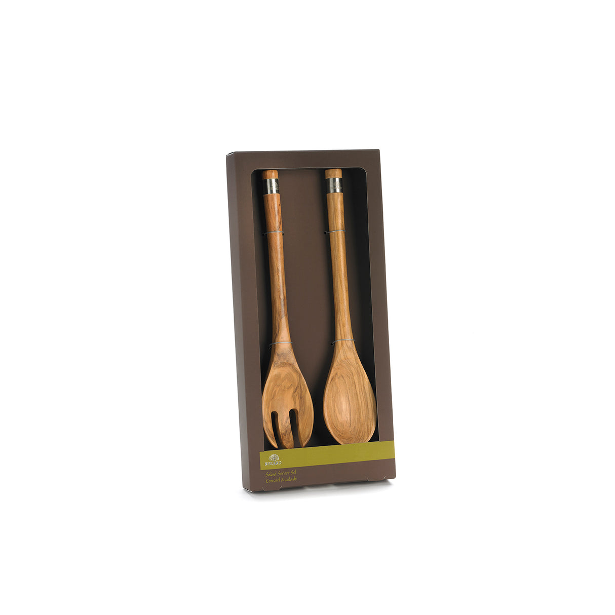 BÉRARD Salat-Besteck aus Edelstahl in Olivgrün, 30 cm lang, mit elegantem Design für Salat und Beilagen