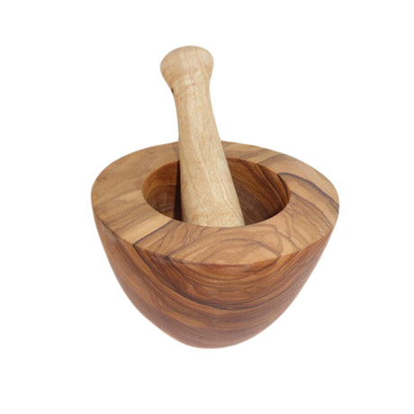 BÉRARD Mörser mit Stößel aus Olive, Durchmesser 12 cm, ideal zum Zermahlen von Gewürzen und Kräutern.