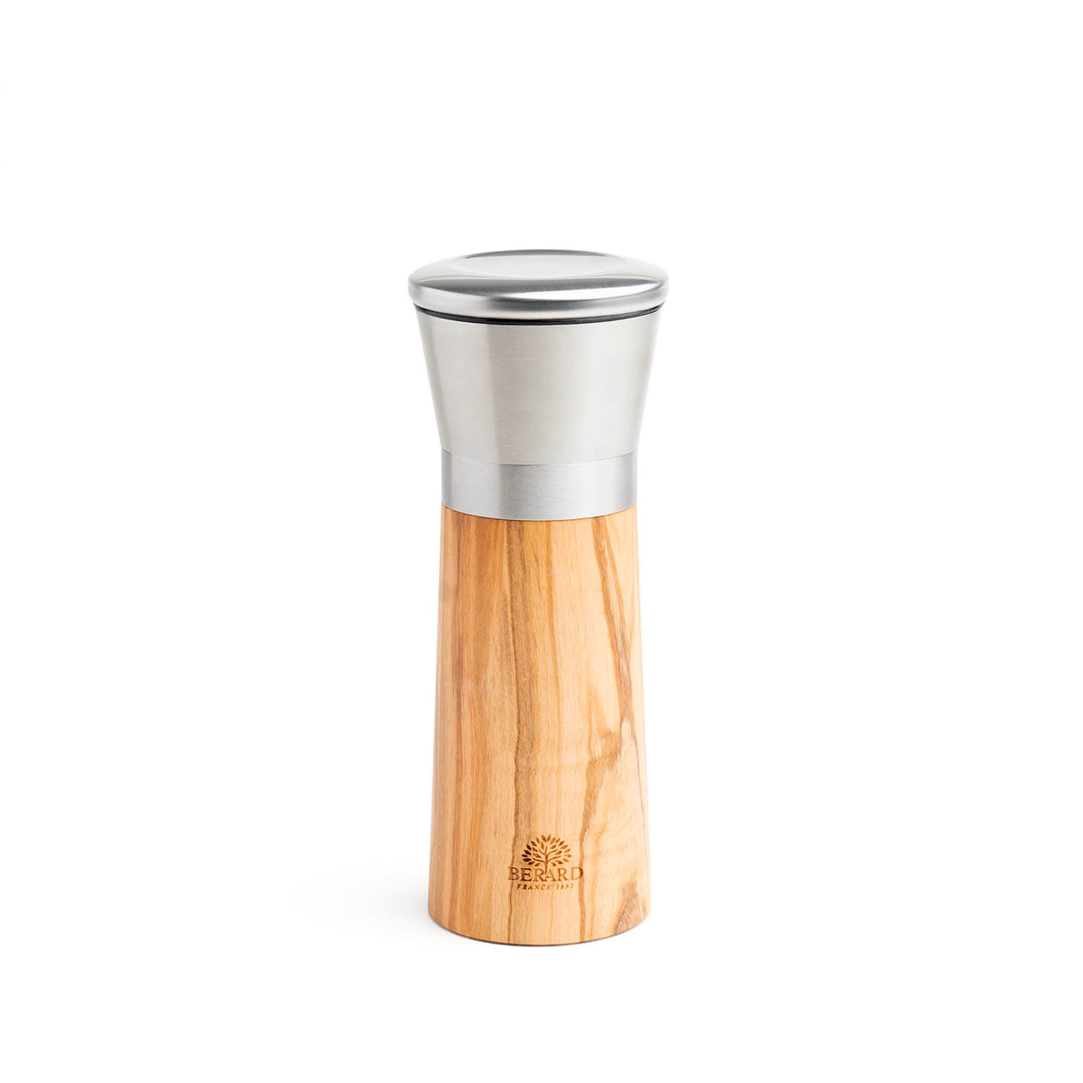 BÉRARD Gewürzmühle aus Holz mit Edelstahlkorpus, ideal zum Mahlen von Salz und Pfeffer, elegante Küchenaccessoire