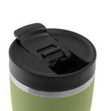 PROFINO Thermobecher BARISTA in Salbeigrün, aus robustem Material, mit Deckel für warmen Kaffee unterwegs.