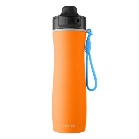PROFINO Isolierflasche ACTIVE, 600 ml, aus Edelstahl mit Schraubverschluss und isolierender Hülle, ideal für Getränke unterwegs