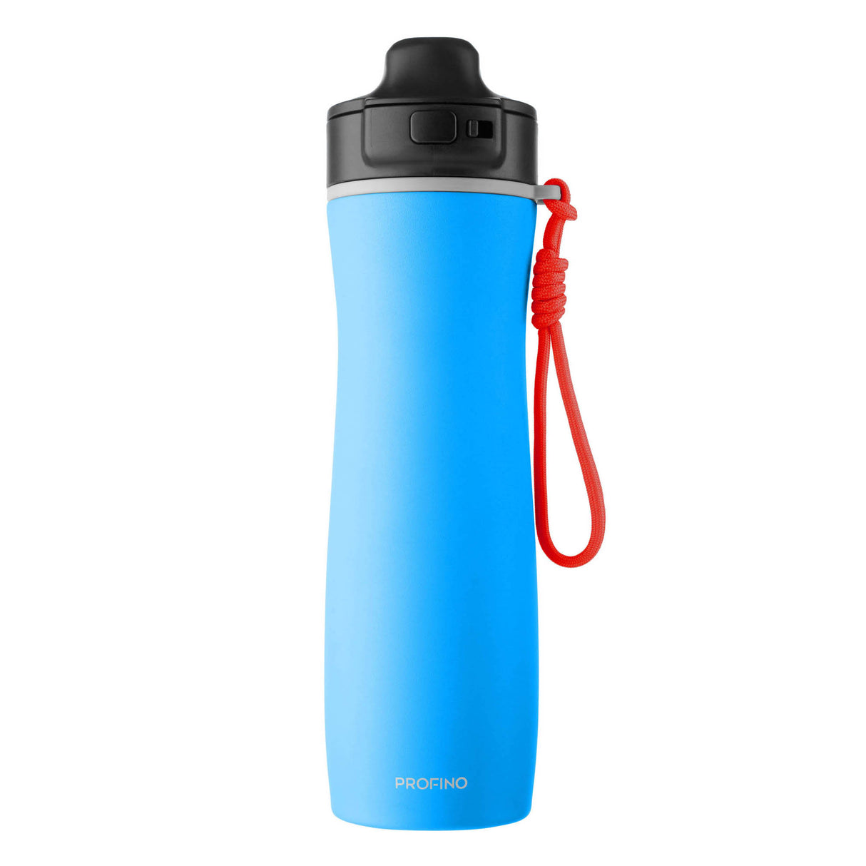 PROFINO Isolierflasche ACTIVE, 600 ml, aus Edelstahl mit doppelter Wand, ideal für heiße oder kalte Getränke, auf einem Tisch stehend