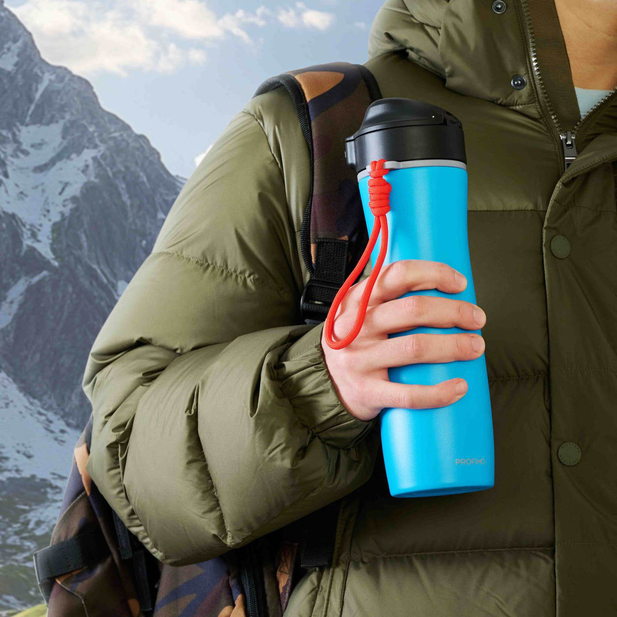 PROFINO Isolierflasche ACTIVE, 600 ml, aus Edelstahl mit doppelter Wandisolierung, für heiße und kalte Getränke.