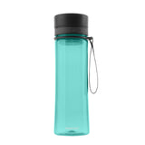 PROFINO Trinkflasche INFUZE, 600 ml aus durchsichtigem Kunststoff mit blauer Verschlusskappe, ideal für unterwegs