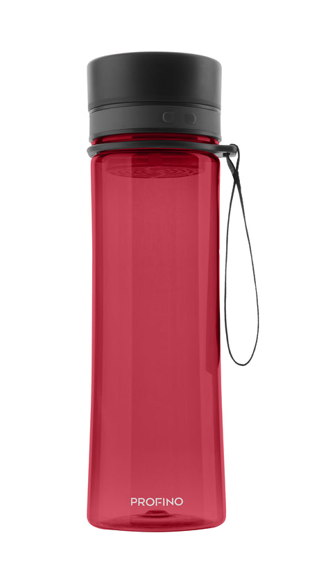 Profino Infuze Trinkflasche mit Siebeinsatz, 600 ml, rot, langlebiges Kunststoffdesign mit praktischem Verschluss