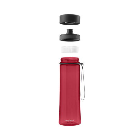 PROFINO Trinkflasche INFUZE, 600 ml, aus durchsichtigem Kunststoff mit blauer Verschluss und Trinkaufsatz, leicht und praktisch