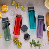 PROFINO Trinkflasche INFUZE, 600 ml, aus durchsichtigem Kunststoff mit Schraubverschluss, ideal für unterwegs