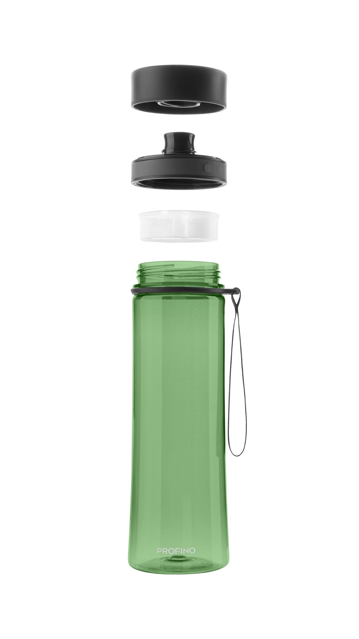 Grüne Profino Trinkflasche mit Siebeinsatz, 600 ml, auslaufsicheres Wassergefäß für unterwegs