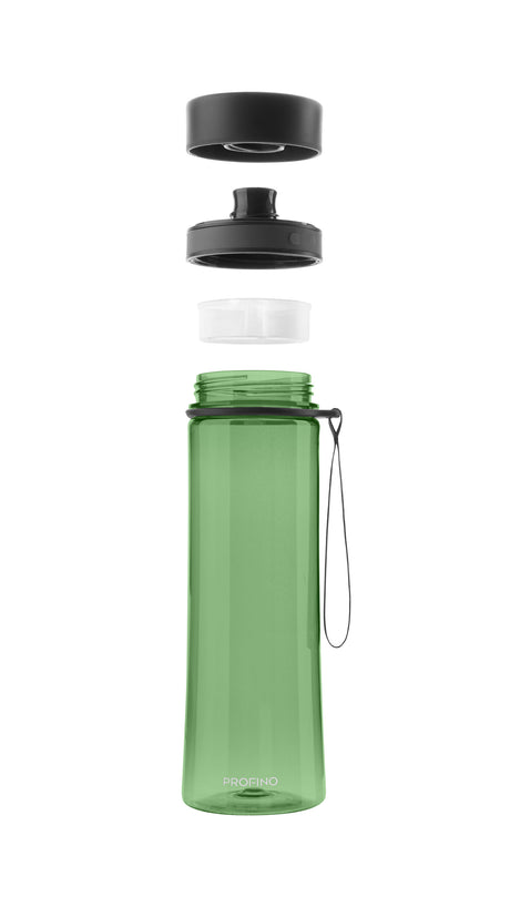Grüne Profino Trinkflasche mit Siebeinsatz, 600 ml, auslaufsicheres Wassergefäß für unterwegs