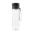 PROFINO Trinkflasche INFUZE, 600 ml aus durchsichtigem Kunststoff mit blauer Verschlusskappe, ideal für unterwegs