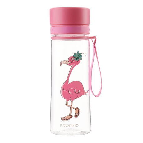 PROFINO Trinkflasche INFUZE, 350 ml, aus Kunststoff mit Schraubverschluss und fröhlichem Design, ideal für unterwegs