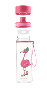 Trinkflasche für Kinder Profino Infuze Kids mit Flamingo-Design, 350 ml, mit Siebeinsatz, aus langlebigem Kunststoff