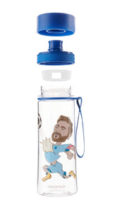 Trinkflasche von Profino für Kinder, Fußball-Design, 350ml mit Siebeinsatz, aus transparentem Kunststoff