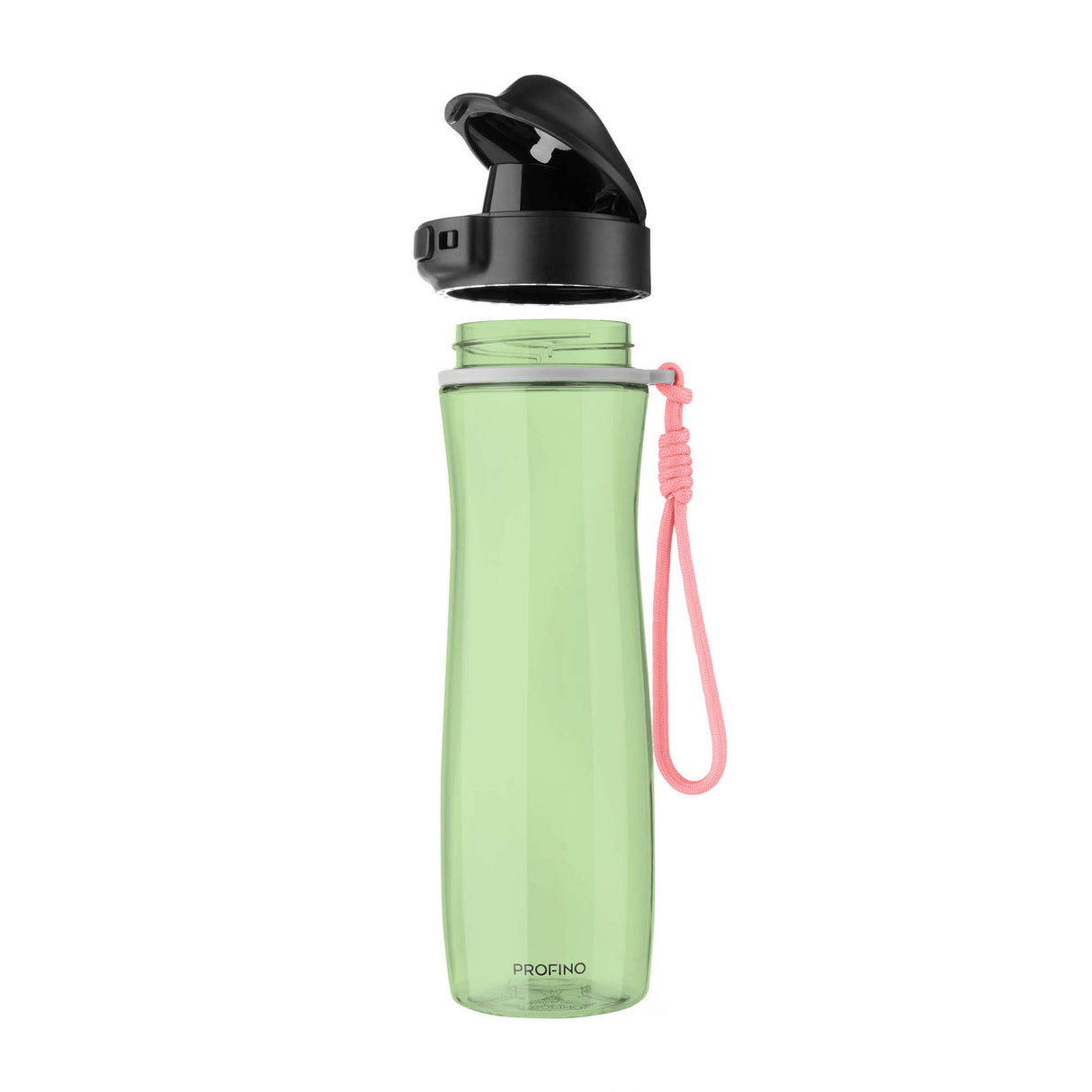 PROFINO Trinkflasche ACTIVE, 750 ml, auslaufsicher mit blauem Deckel und transparentem Körper für Sport und unterwegs