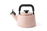 Emaille-Wasserkessel von HoneyWare, pfeifend, 2,1 Liter, weiß mit Baumwollmuster, ideal für Tee und Wasserkochen.