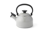 Emaille-Wasserkessel von HoneyWare, 1,6 Liter, pfeifend, in weißem Cotton-Design, mit Griff und Deckel, für heißes Wasser