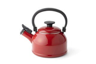 Emaille-Wasserkessel von HoneyWare, 1,6 Liter, mit pfeifendem Deckel, in weißem Cotton-Design, für Wasserkochen auf dem Herd