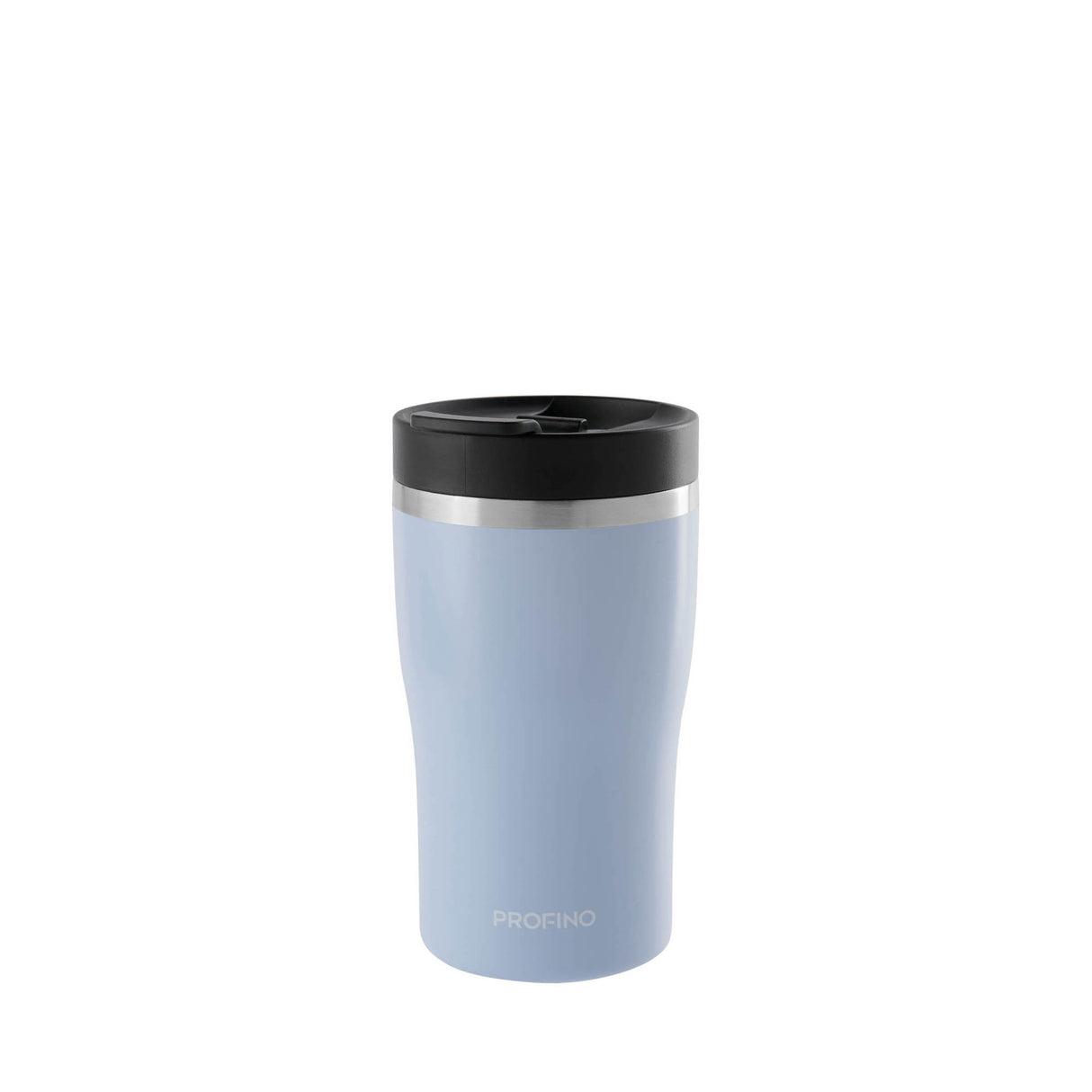 Hellblauer PROFINO Thermobecher BARISTA, 250 ml, aus Edelstahl, mit Deckel für heißen und kalten Kaffee oder Tee