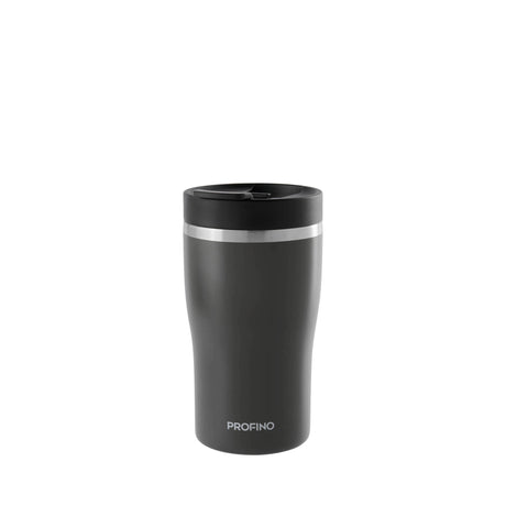 Grauer PROFINO Thermobecher BARISTA, 250 ml, mit Schraubverschluss und isolierendem Edelstahlmaterial