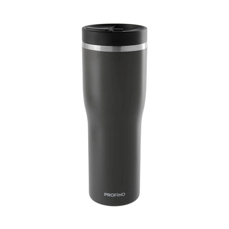 Grauer PROFINO Thermobecher BARISTA, 250 ml, isolierende Trinkbecher mit Schraubverschluss und Griff.