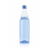 PROFINO Trinkflasche SPARKLE mit 600 ml Fassungsvermögen, aus durchsichtigem Kunststoff, mit blauer Verschluss und Silikondichtung.