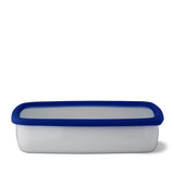 Dunkelblaue Emailledose von HONEYWARE, Classic-Design, mit Deckel und glatter Oberfläche, ideal für Aufbewahrung.
