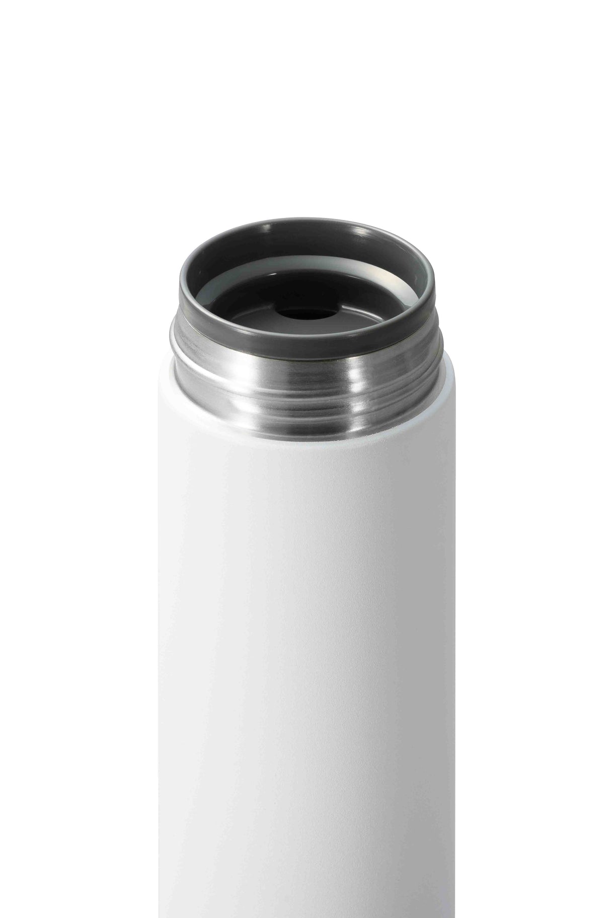 Weiße KYOCERA Isolierflasche Slim Mug mit schmalem Design und doppelter Isolierung, für Getränke unterwegs, auf dem Bild zu sehen
