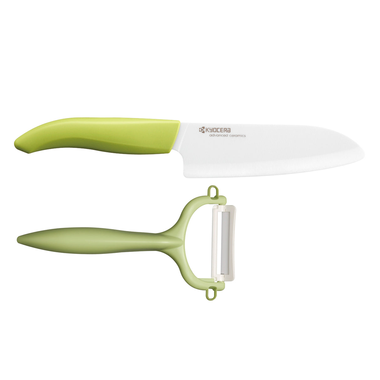 KYOCERA Keramik-Gemüsemesser mit Schäler Set, scharfe Klingen, ideal zum Schneiden und Schälen von Gemüse, modernes Küchenwerkzeug