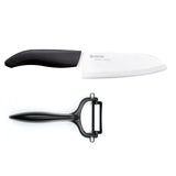 Kyocera Keramik-Gemüsemesser mit Schäler im Set, scharfe Küchenmesser aus Keramik für Gemüse, modernes Design