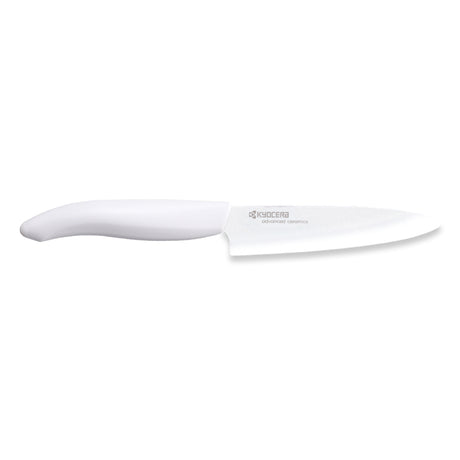 KYOCERA Keramik-Keramik-Schälmesser mit weißem Griff, scharfes Küchenmesser für feines Schneiden, Nahaufnahme, Produktbild
