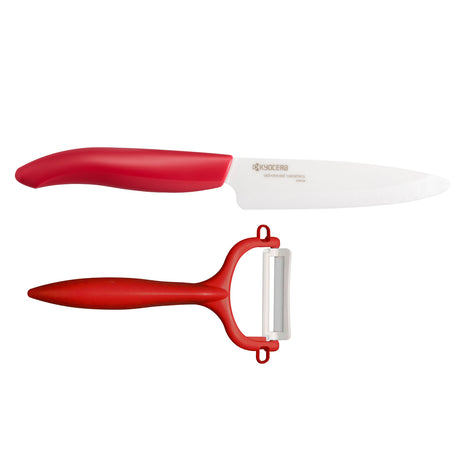 Kyocera Keramikmesser Starter-Set, 2-teilig mit scharfen, weißen Keramikmessern für präzises Schneiden in der Küche