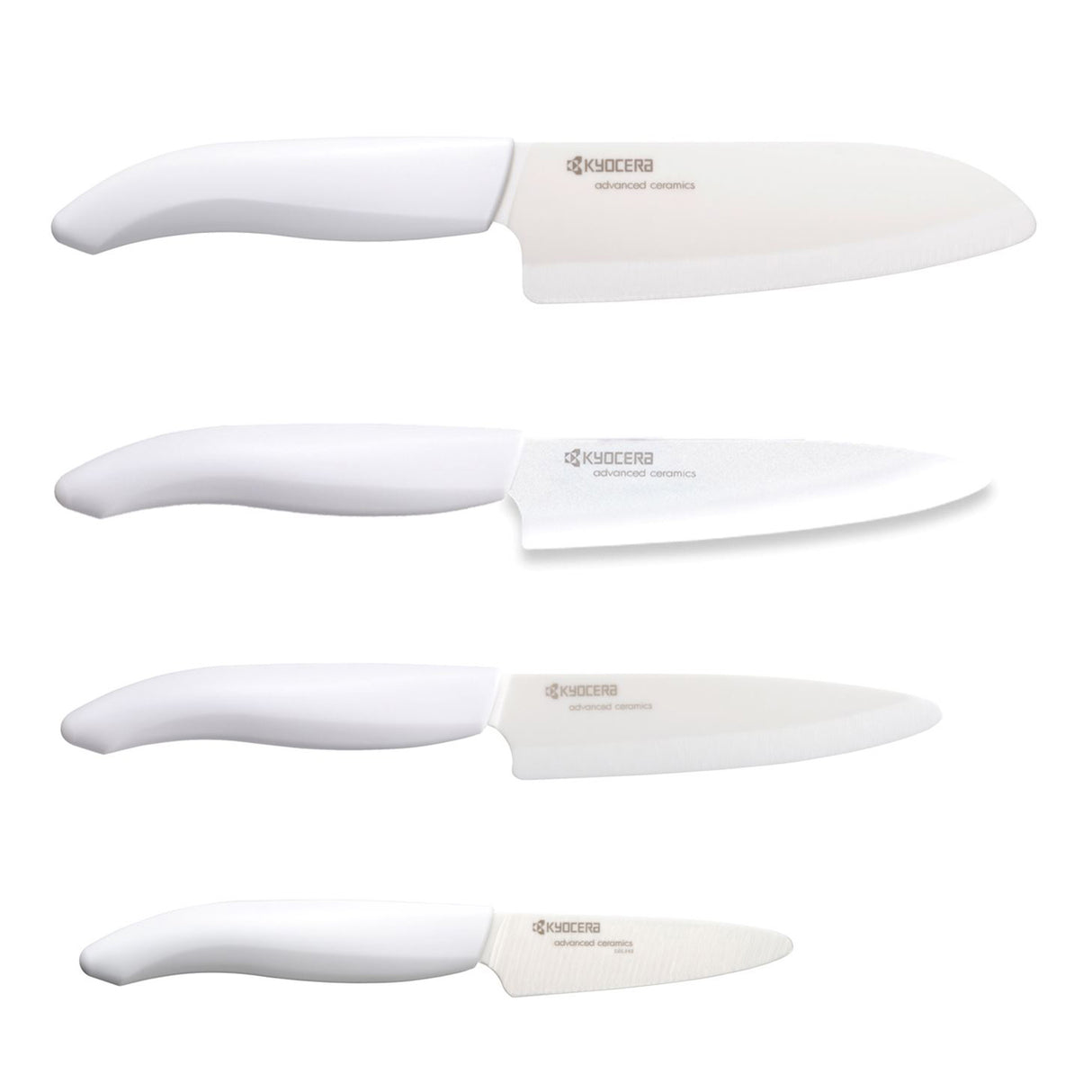 KYOCERA Messerblock mit 4 weißen GEN Messer und Bambus-Design, stilvoller Küchenmesser-Set für präzises Schneiden.