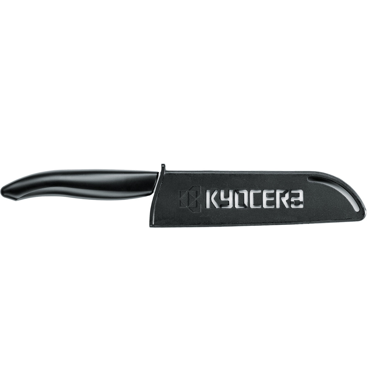 Schwarzer KYOCERA Klingenschutz für Messer bis 11 cm, schützt die Klinge beim Lagern und Transport.