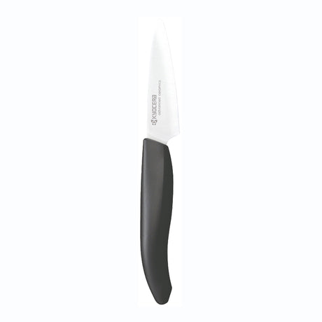 Schwarzes KYOCERA Keramikmesser GEN NATURE mit schmaler Klinge, perfekt zum Schneiden von Obst und Gemüse.