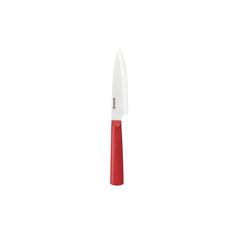 Rotes KYOCERA Keramikmesser CHOWA mit scharfer Klinge, ideal zum Schneiden von Obst und Gemüse.