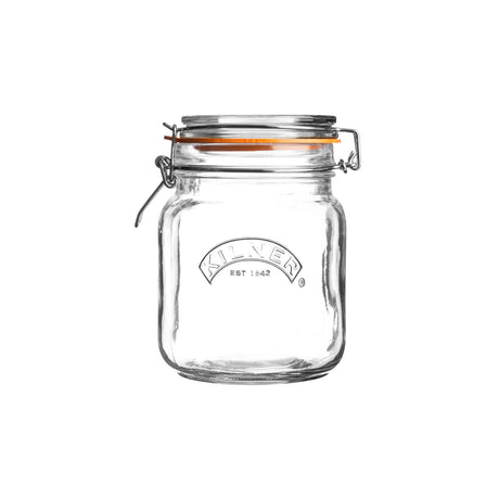 KILNER Einkochglas CLIP SQUARE, klares Glas mit Metallverschluss für Lebensmittelkonservierung, quadratische Form, transparent