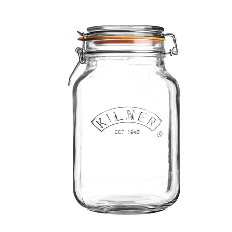 KILNER Einkochglas Clip Square, klares Glas für Konservierung und Lagerung, mit silberner Klammer für sicheren Verschluss
