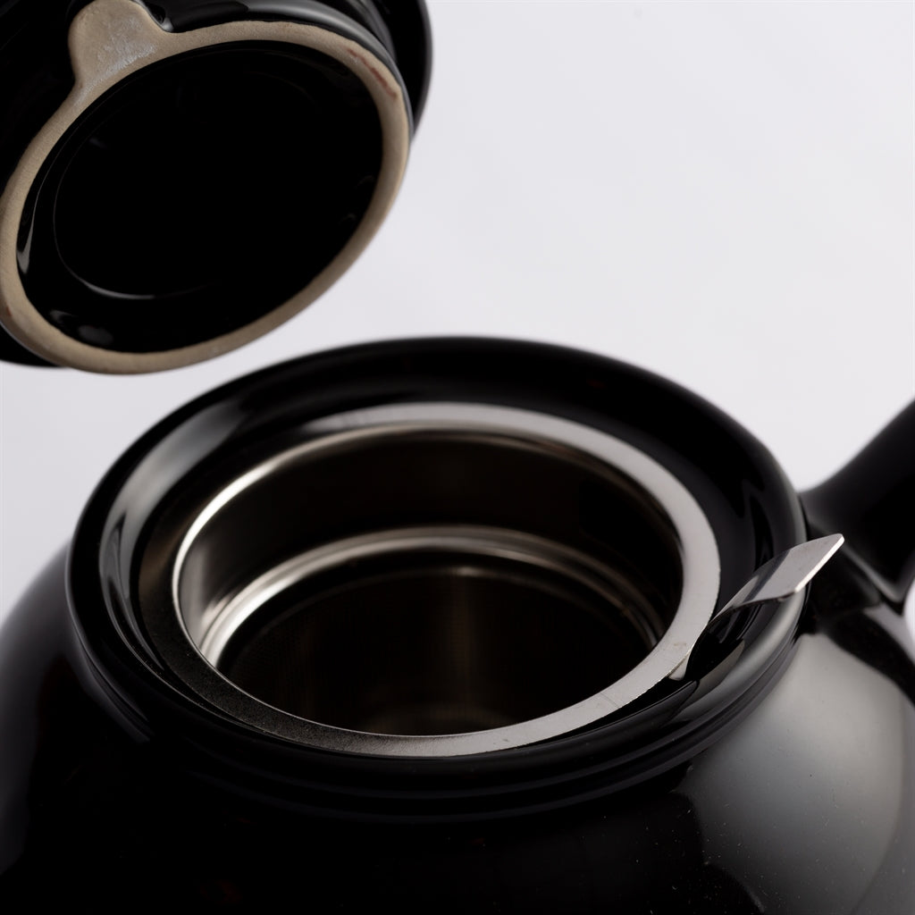 Schwarze Teekanne von PRICE & KENSINGTON aus Keramik mit eleganten Griffen und Deckel, perfekt für Tee-Zubereitung.
