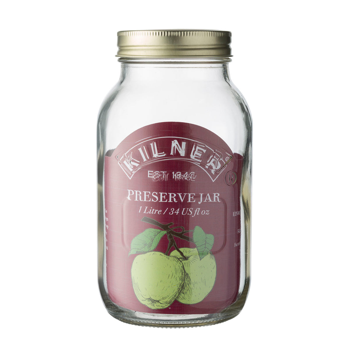 KILNER Einkochglas mit Schraubverschluss, klar, 1 Liter, Glasbehälter zum Einmachen und Aufbewahren von Lebensmitteln