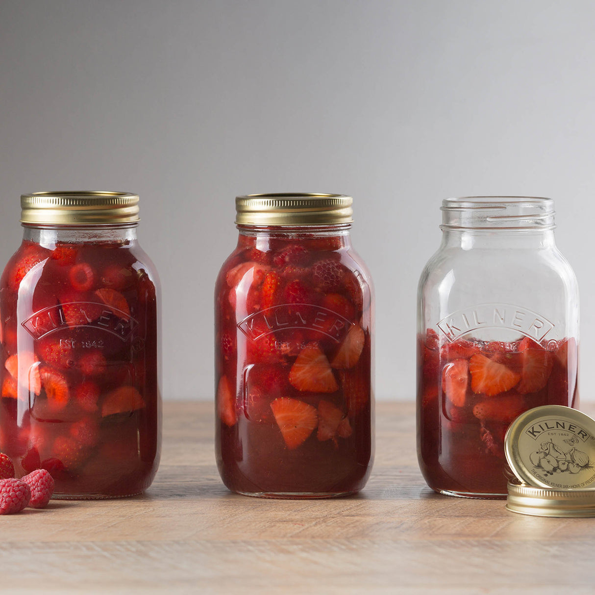 KILNER Einkochglas mit Schraubverschluss, transparent, 1 Liter, für Einmachen und Lagerung, klare Glasflasche