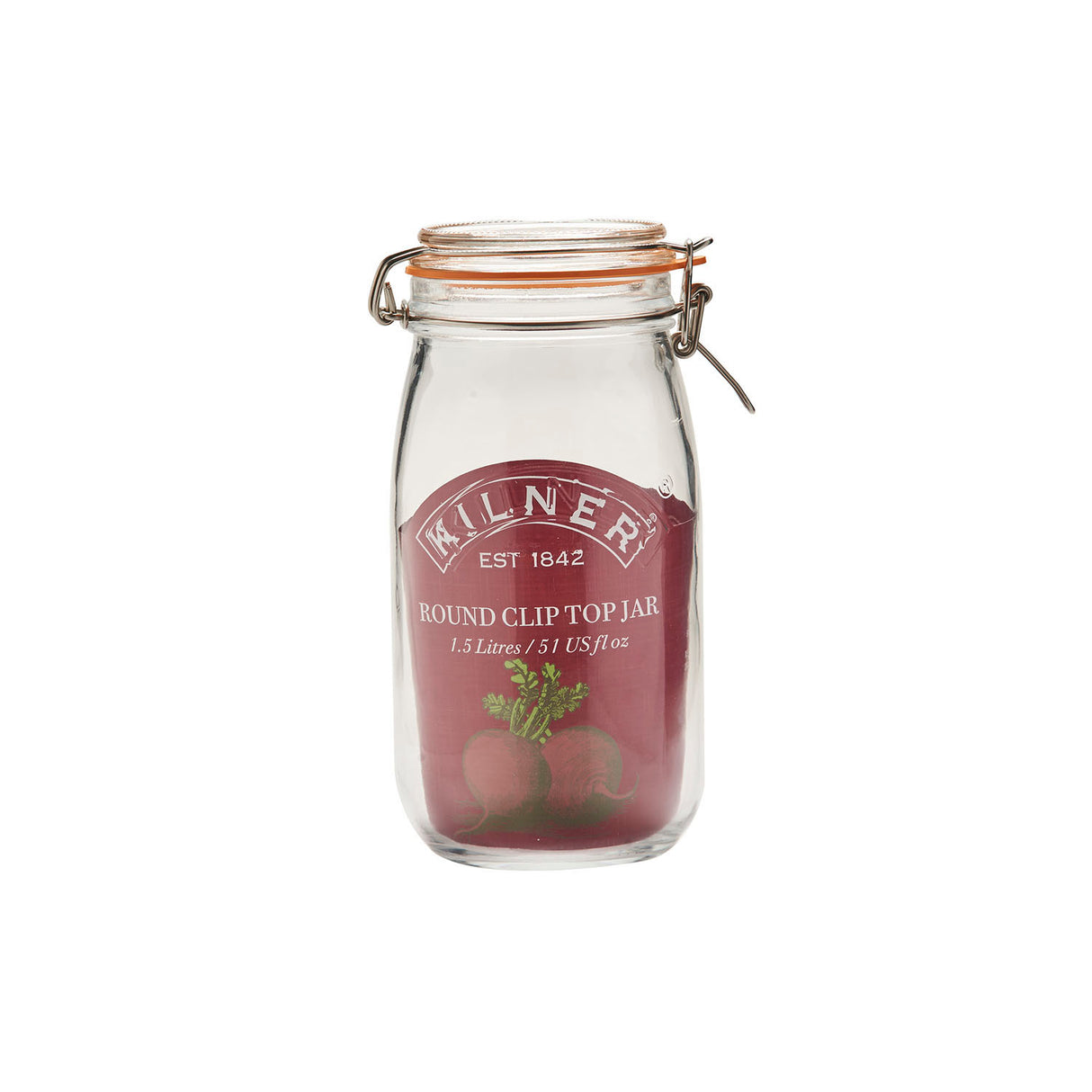KILNER Einkochglas CLIP ROUND, klares Glas mit Edelstahlverschluss, ideal für Einmachen und Aufbewahrung.
