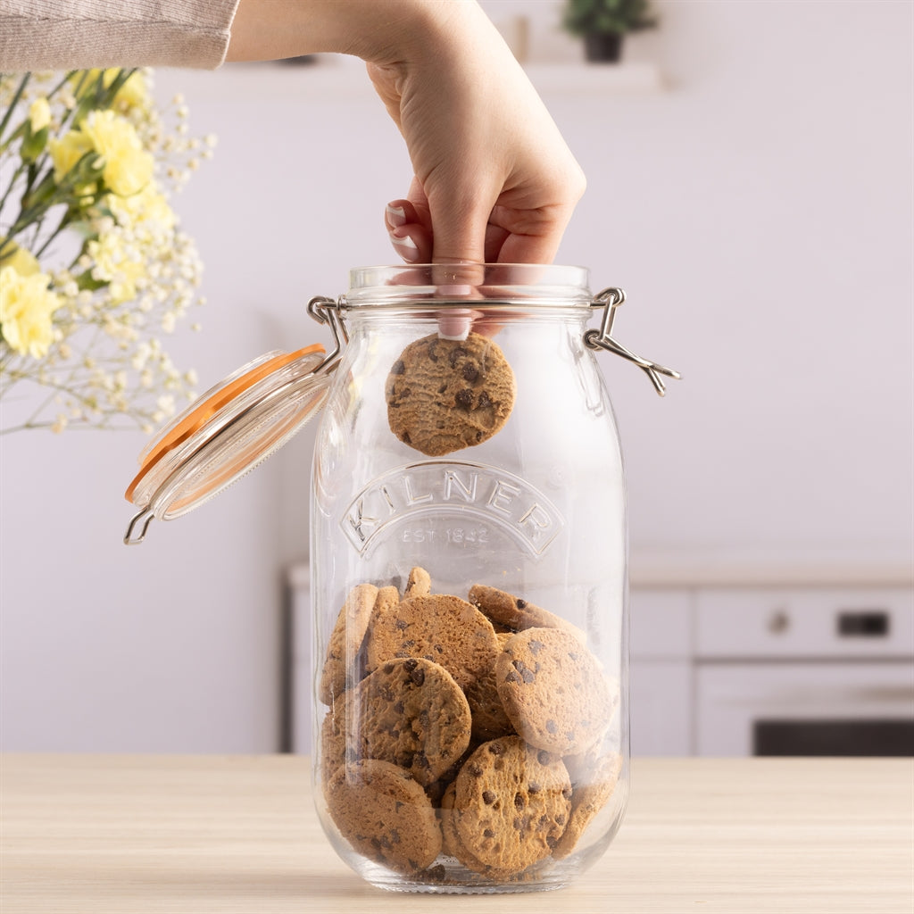 KILNER Einkochglas Clip Round, klares Glas zum Einmachen, mit Metallverschluss und luftdichtem Deckel, perfekt für Konserven