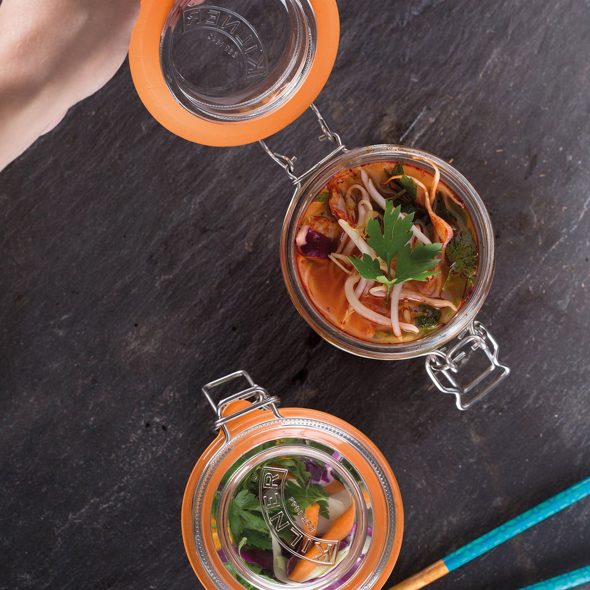 KILNER Einkochglas CLIP ROUND, klares Glas mit Metallverschluss, ideal für Einmachen und Aufbewahrung von Lebensmitteln