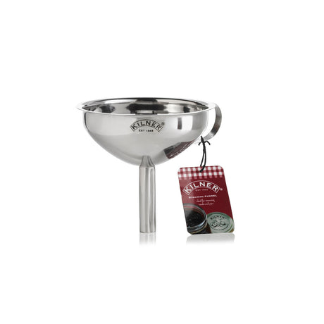 Ein Edelstahl-Saft-Trichter von KILNER mit 13 cm Durchmesser, ideal zum Abfüllen von Säften und Flüssigkeiten.